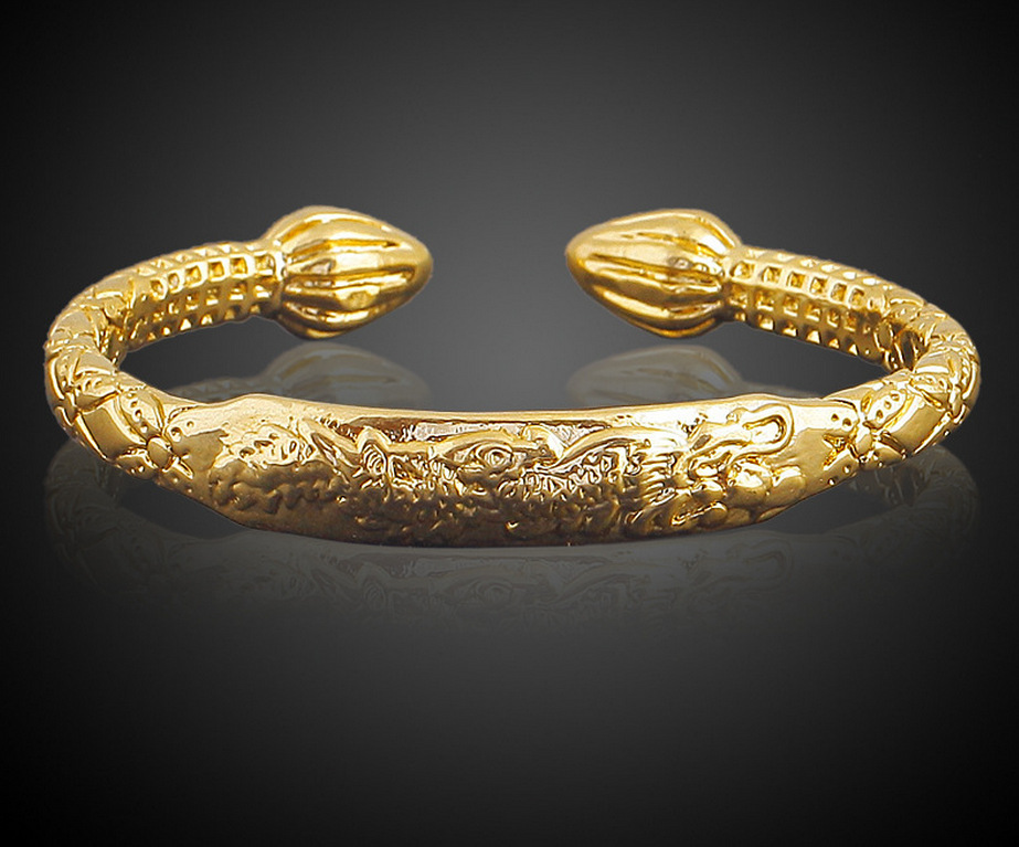 跨境电商货源开口镯子镀金铜首饰实心手镯箭头子弹头倒模手饰批发