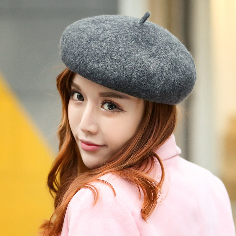 外贸秋冬仿毛呢子帽子女士蓓蕾帽羊毛贝雷帽子