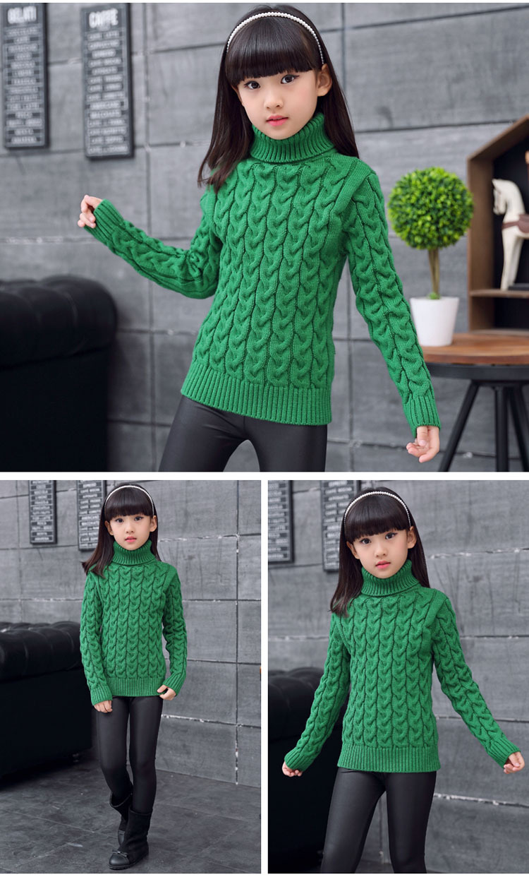 秋冬新款童装儿童中大女童毛衫 加厚粗麻花毛衣