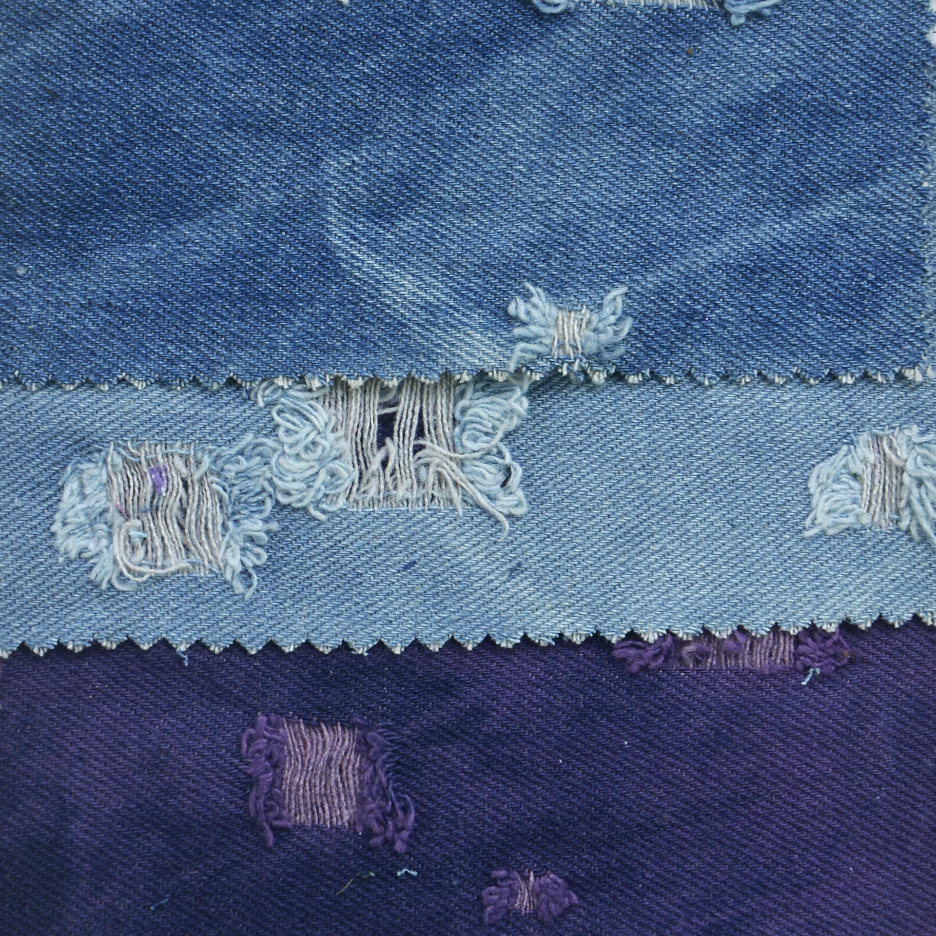 鼎茂皮革牛仔破洞洞边毛毛缝合面料箱包手袋鞋材布料厂直销dm-800