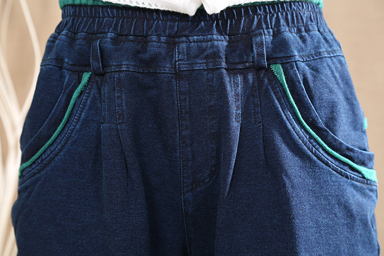 原创2016春秋新款水洗针织弹力斯琴女裤休闲大码松紧九分萝.