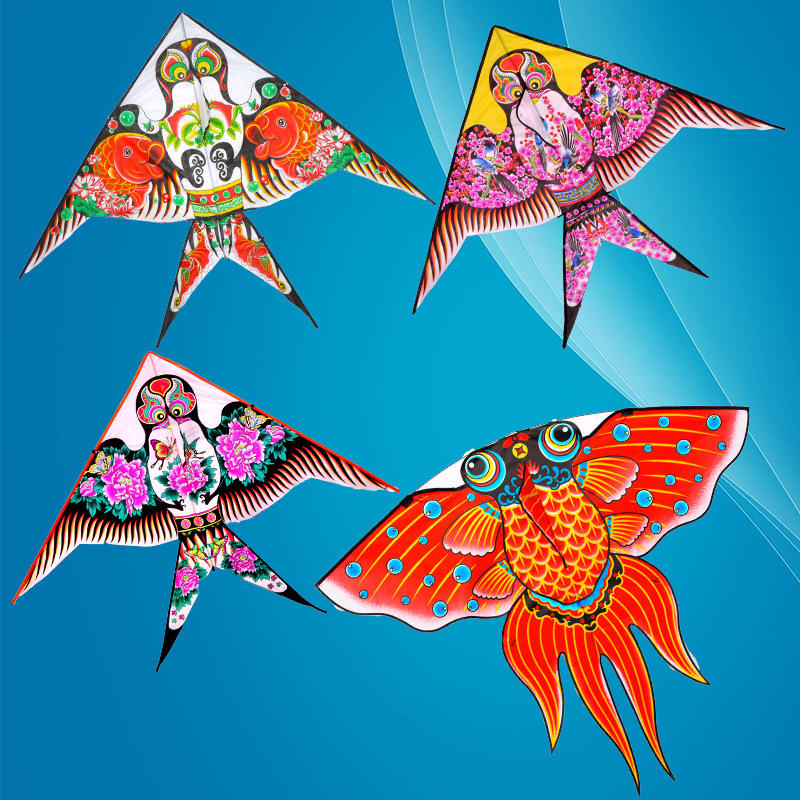 批发潍坊儿童卡通小三角燕子风筝 多种图案飞机金鱼猴子新款风筝