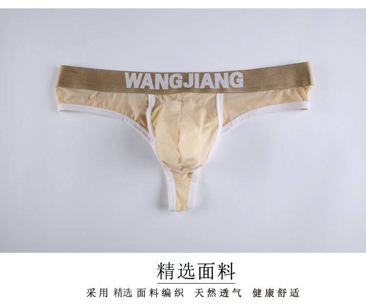 网将品牌 男士内裤 低腰性感枪弹分离 冰丝透明u凸情趣男丁字裤