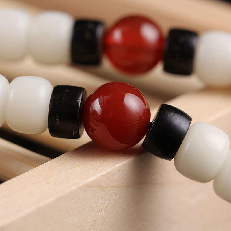 【品名】白菩提根108颗玛瑙红玛瑙款 【主材质】白菩提