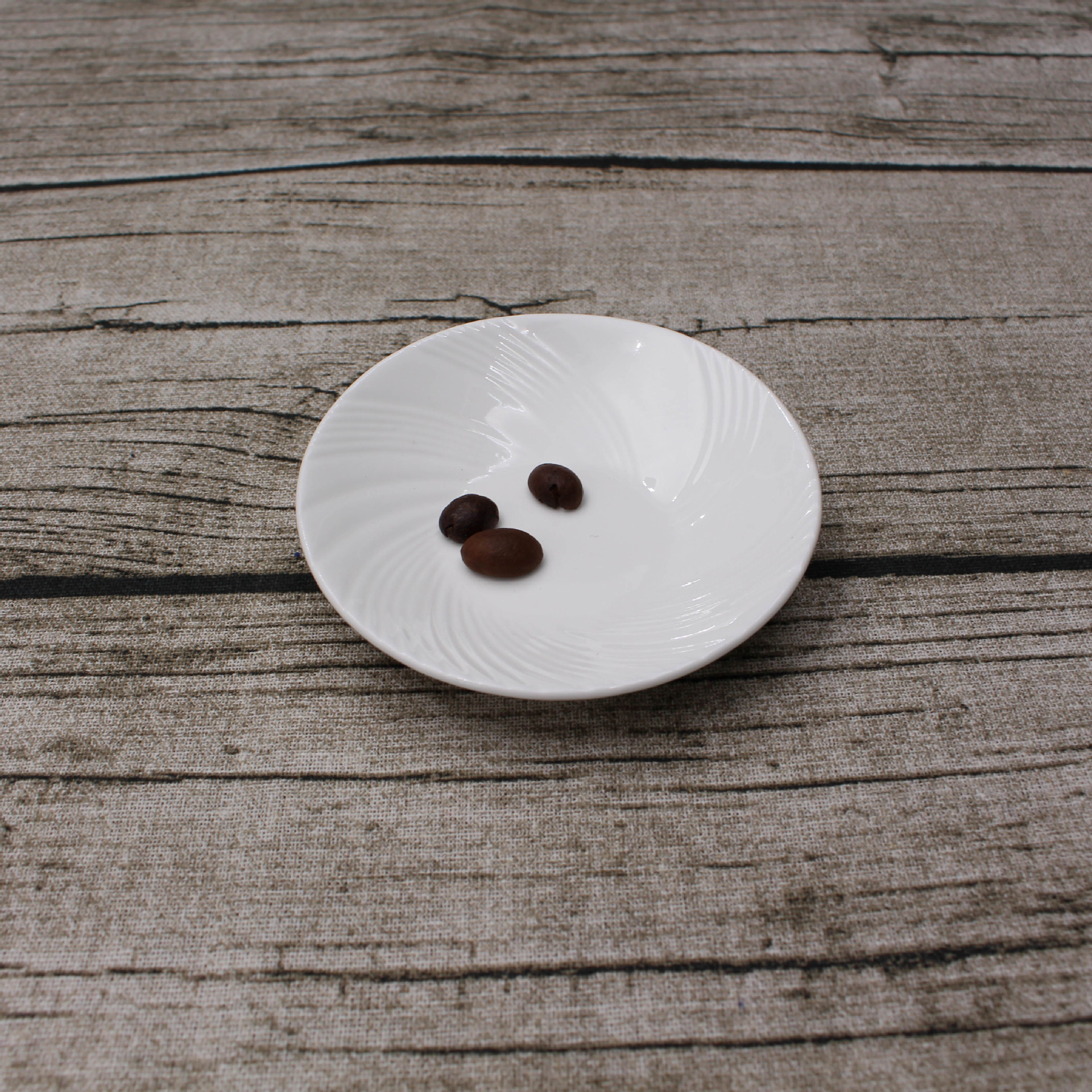 厂家自销 高温镁质瓷家用 酒店 日用酱碟醋碟小吃碟 斜纹碟