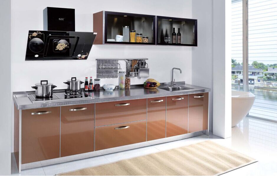 厂家直销 厨房不锈钢整体橱柜 耐用家庭不锈钢整体橱柜