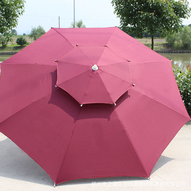 Outdoor Sunshade Double-Top Umbrella Beach Umbrella Courtyard Multi-Color Advertising Printing Sun Umbrella Polyester Fiber Sun Umbrella