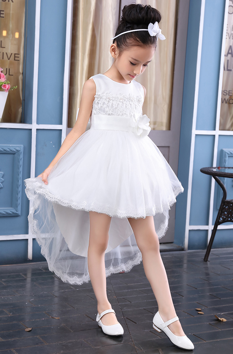 儿童拖尾礼服公主裙女大童婚礼花童婚纱蓬蓬连衣裙演出服一件代.