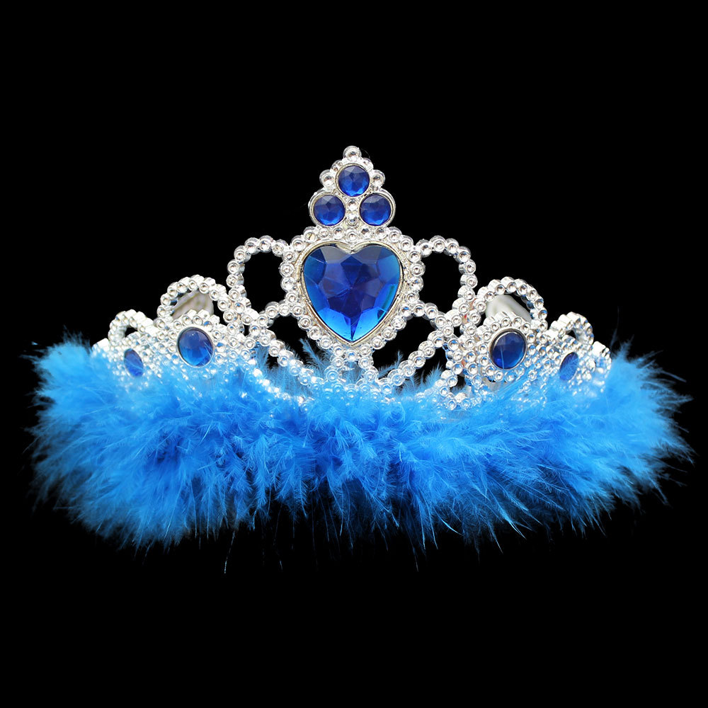 羽毛公主皇冠儿童塑料皇冠狂欢舞会皇冠欧美流行