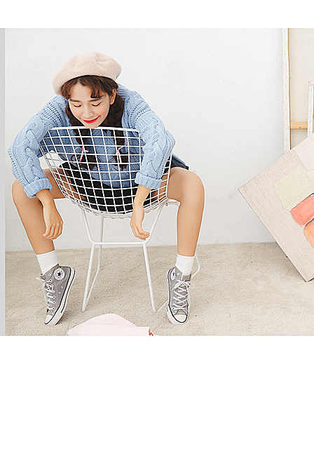 实拍韩版女装秋冬新款百搭宽松麻花粗棒针v领纯色套头毛衣学生311