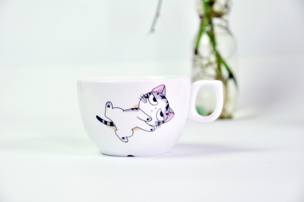 可爱猫咪杯 陶瓷杯子 咖啡杯 星巴克杯厂家直销定制logo
