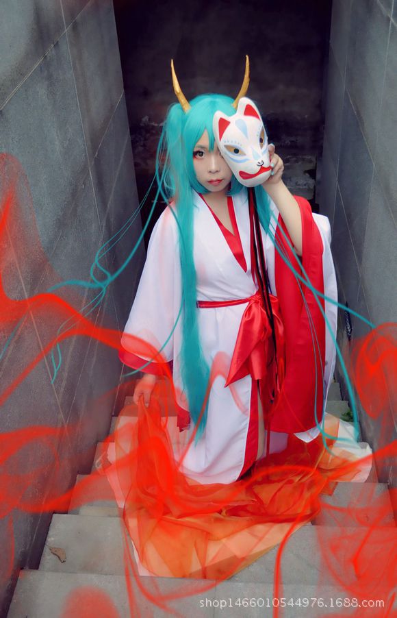 初音miku【红莲】百鬼夜行红莲百鬼夜行cosplay古装面具假发头饰