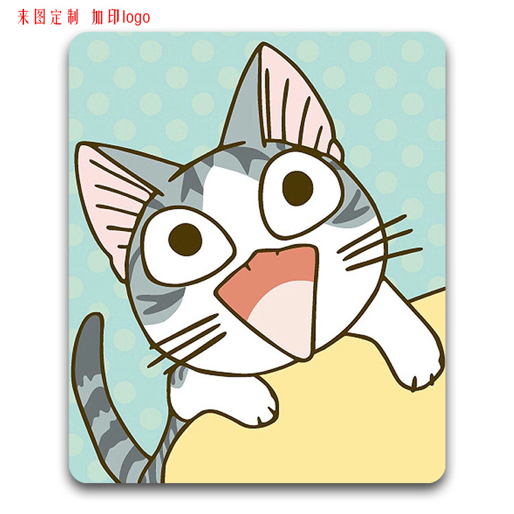 时尚艺术 电脑 鼠标垫定制创意 防滑 胶垫 天然橡胶 小奇猫