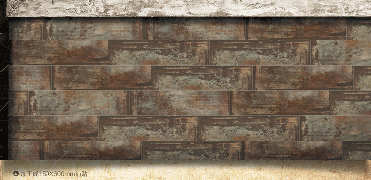 美式复古仿墙纹砖仿古个性划痕铜锈做旧艺术花砖背景墙水泥砖600