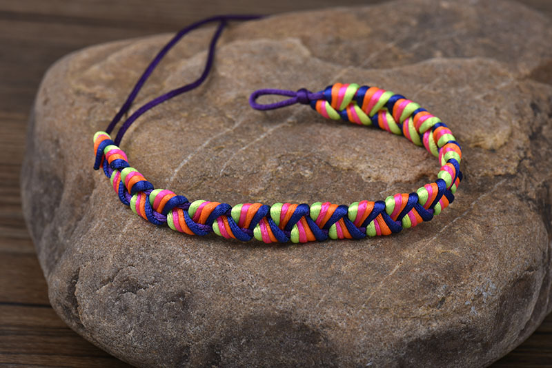 大号扁形五彩绳线凤尾节编织手链端午节新款