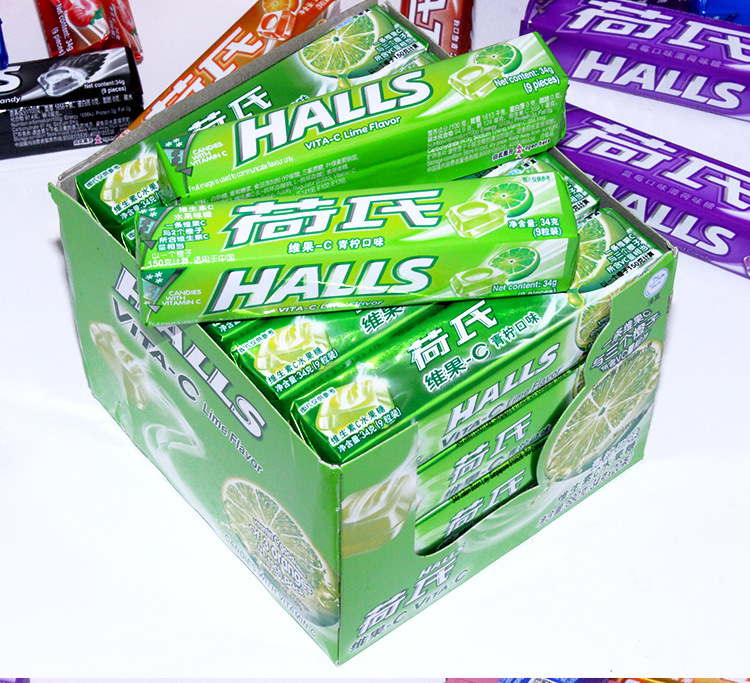 荷氏薄荷糖水果糖维果c680g整包20条*34克薄荷午夜风暴蓝莓