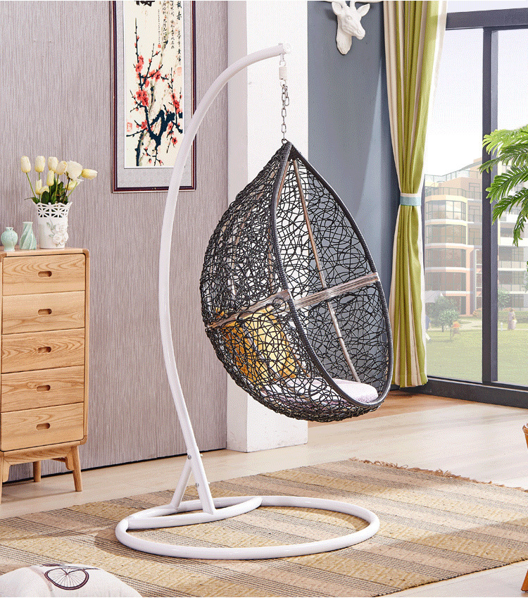 骏藤家具 一件代发休闲秋千田园休闲吊椅阳台室内不锈钢内架吊篮