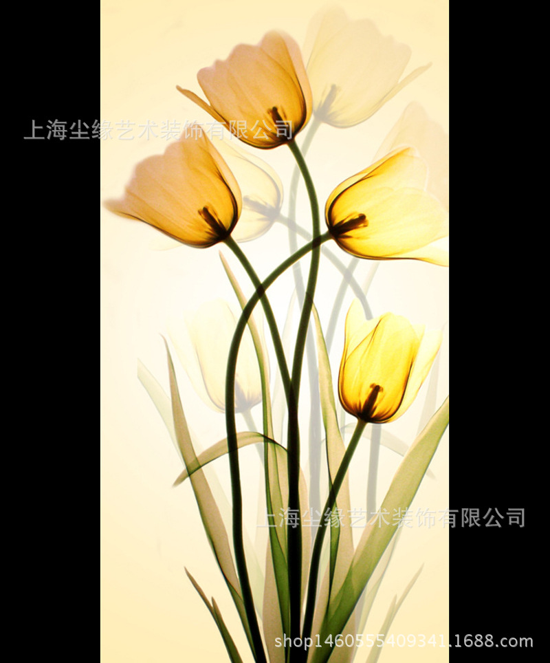 定制3d立体大型简约郁金香壁画墙纸装修客厅玄关壁纸丝绸布墙纸