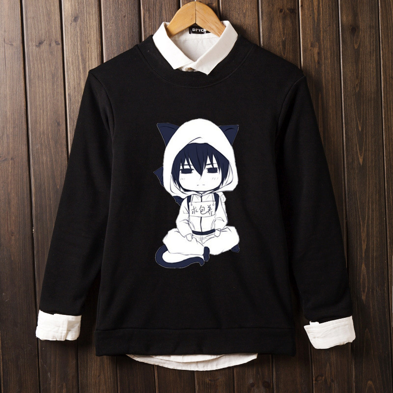 青少年男生卡通蜡笔小新加厚加绒卫衣时尚男装套头棒球服上衣外套