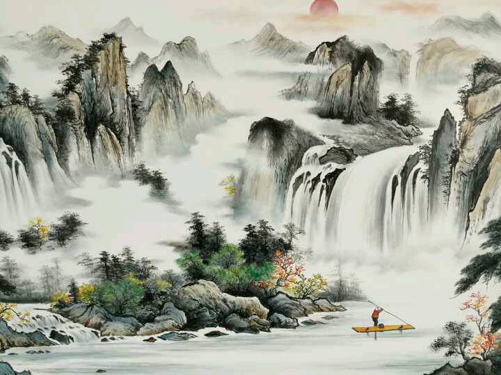 手绘屏风,有图有真相,看看如何绘制这大好河山