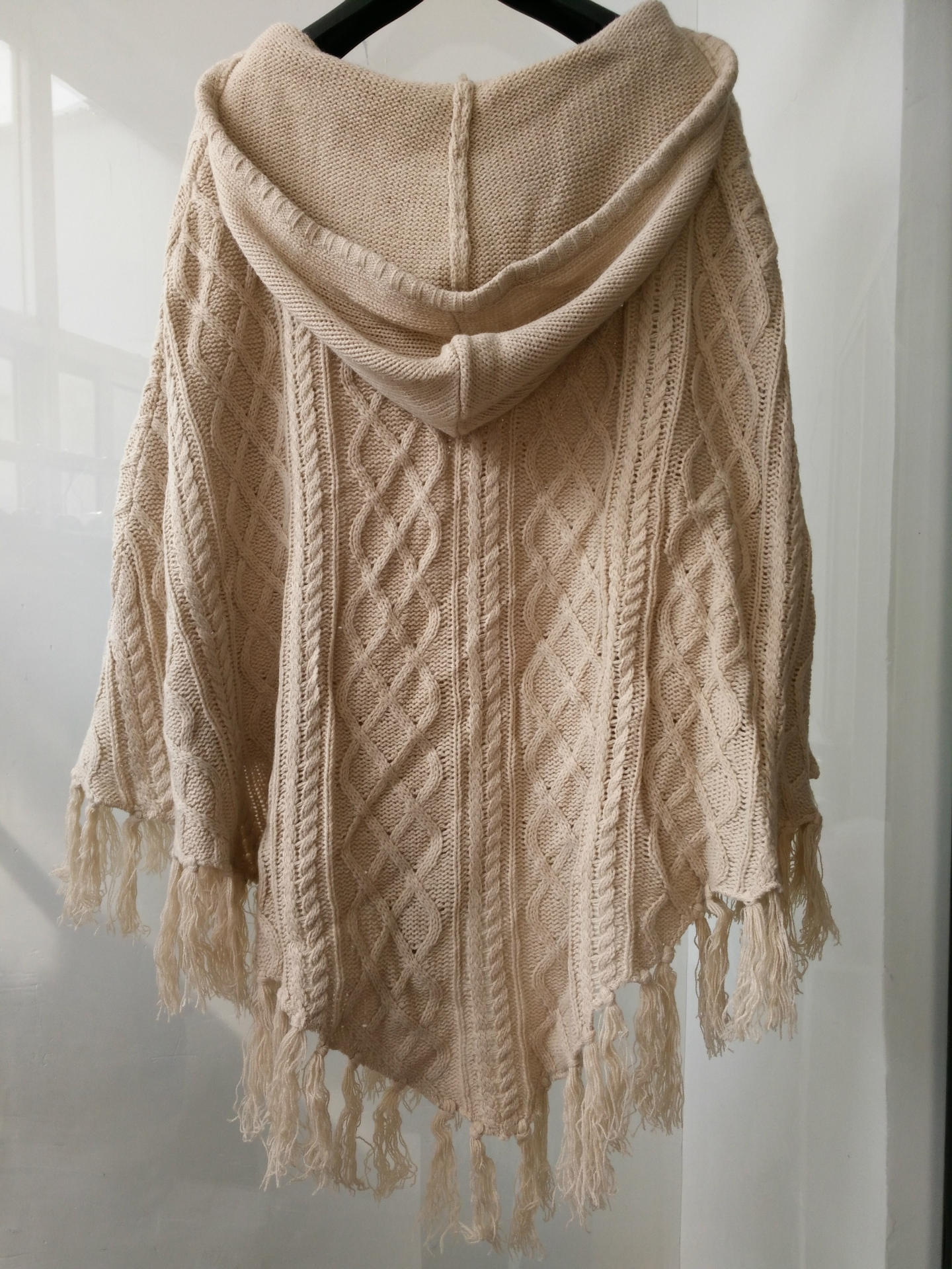 2016年春季新款韩版不规则宽松流苏套头毛衣斗篷披肩针织衫外套