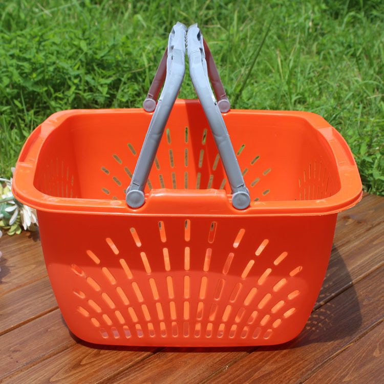 十元店精品百货 塑料纯色手提镂空购物篮 塑料菜篮沥水篮批发