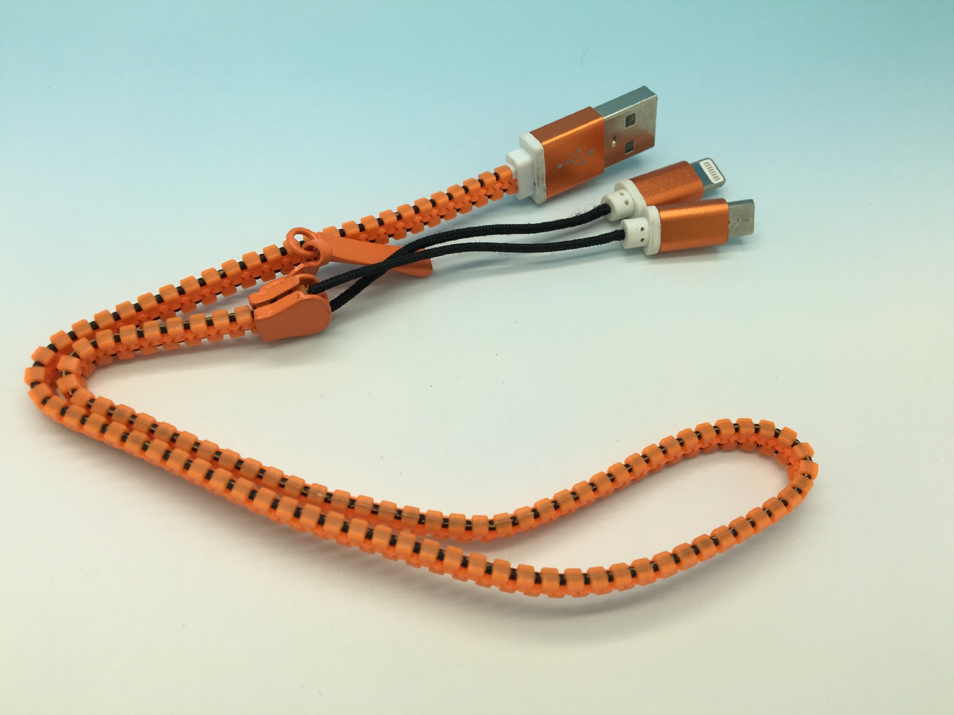 拉链数据线 二合一拉链线一拖二安卓苹果6 plus拉链充电线二合一