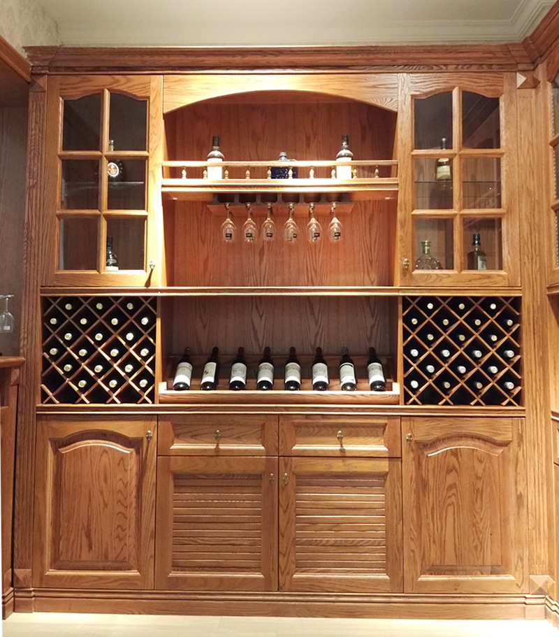 欧梦衣柜 北美高级红橡木多功能时尚高端整体酒柜定制厂家直销