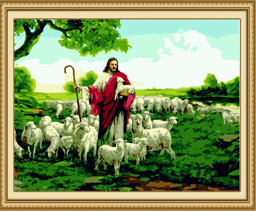 厂家批发耶稣牧羊40x50cm数字油画d