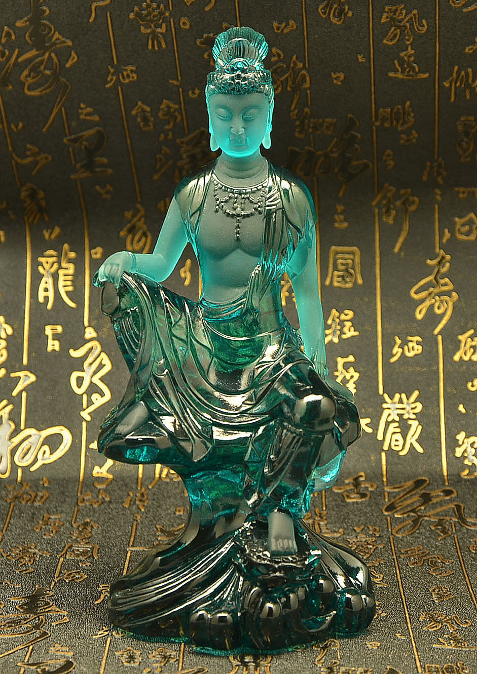 观音菩萨琉璃观音菩萨观世音菩萨莲座观音厂家批发**琉璃摆件