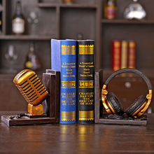 创意树脂工艺品家居礼品摆设耳机话筒造型书档办公室橱窗饰品摆件