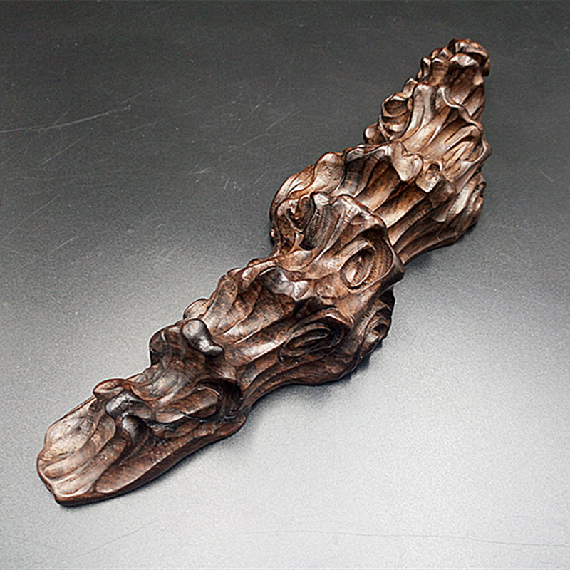 正品 黑梓木根雕镂空笔搁 文房四宝毛笔木质笔架镇尺两用案头摆件