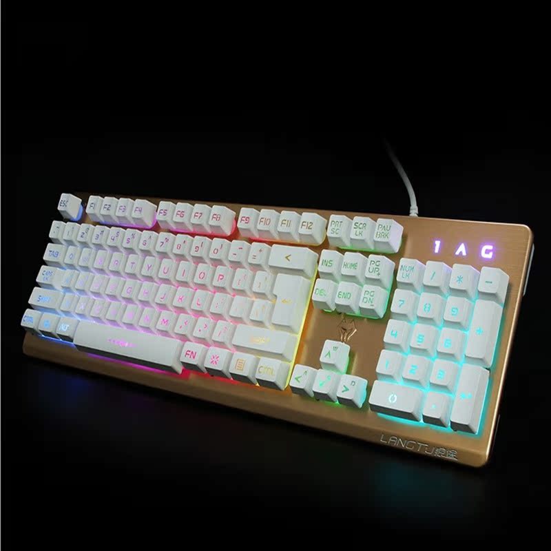 狼途k002 rgb金属悬浮机械手感有线键盘游戏键盘 9种灯光声控模式
