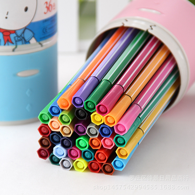 36色水彩笔可水洗盒装画笔儿童画画水彩笔彩色画笔十元店货源