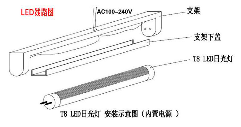 工厂直批led日光灯管t8一体化1.2米