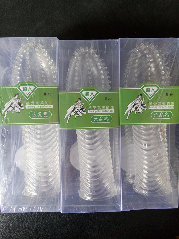 水晶狼牙套加长加粗男用阴茎套 情趣避孕套高潮延时g点安全套批发