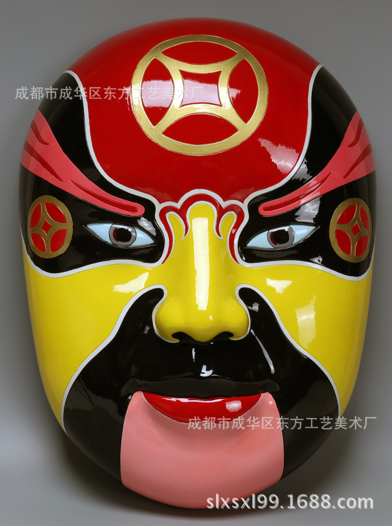 东方工艺意美术厂直批半米高纯手工重彩绘制京剧脸谱主题墙面装饰