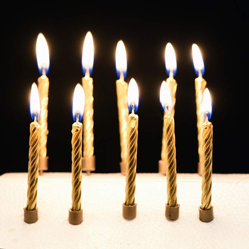 金色螺纹生日蜡烛创意环保专版螺纹蜡烛批发厂家供应