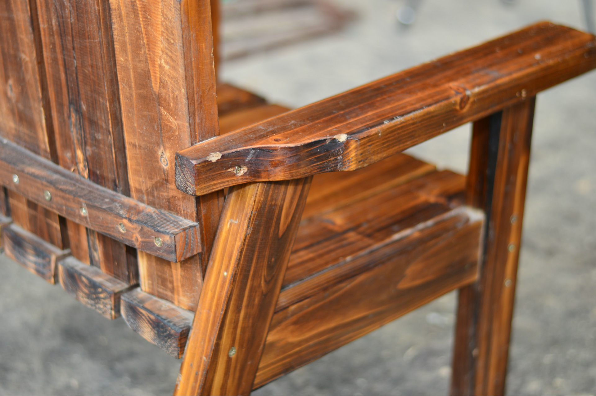 直销实木家具火烧木家具炭化木防腐木餐厅家具碳化木户外休闲沙.