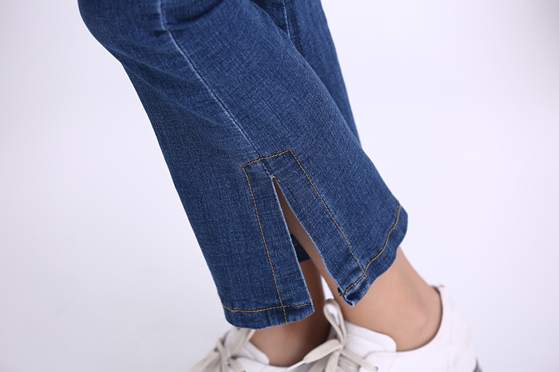 2017春装新款牛仔裤女裤脚开口时尚设计直筒裤韩版中腰九分裤