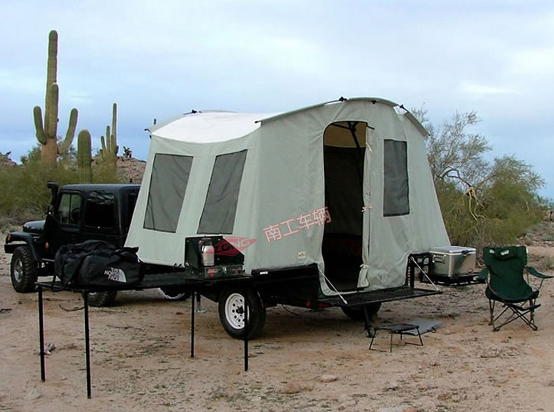 厂家定制自驾游露营帐篷拖车 免上牌拖挂式越野旅居帐篷房车