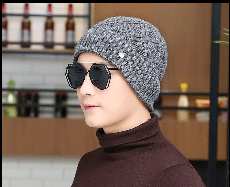 新款秋冬男士头套帽毛线帽保暖针织帽韩版潮冬天加厚护耳