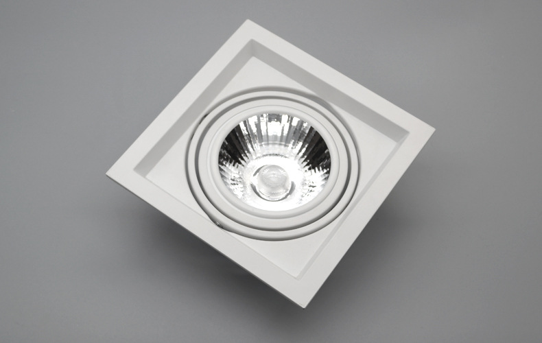 【单头12w/15w压铸空架 ar111豆胆灯外壳 cob斗胆灯方形格栅灯套件】