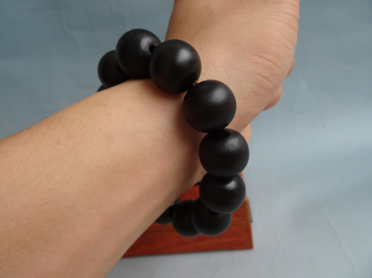 精选天然羊角手串北山黑羊角仿黑羚羊角手链竹丝纹爆满 佛珠手串