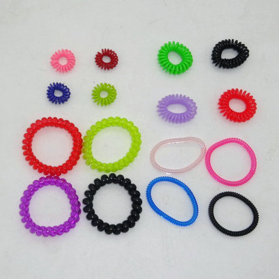 多种 电话线橡皮筋 塑料弹簧扎头皮筋 粗细发绳发圈 明水百货批发