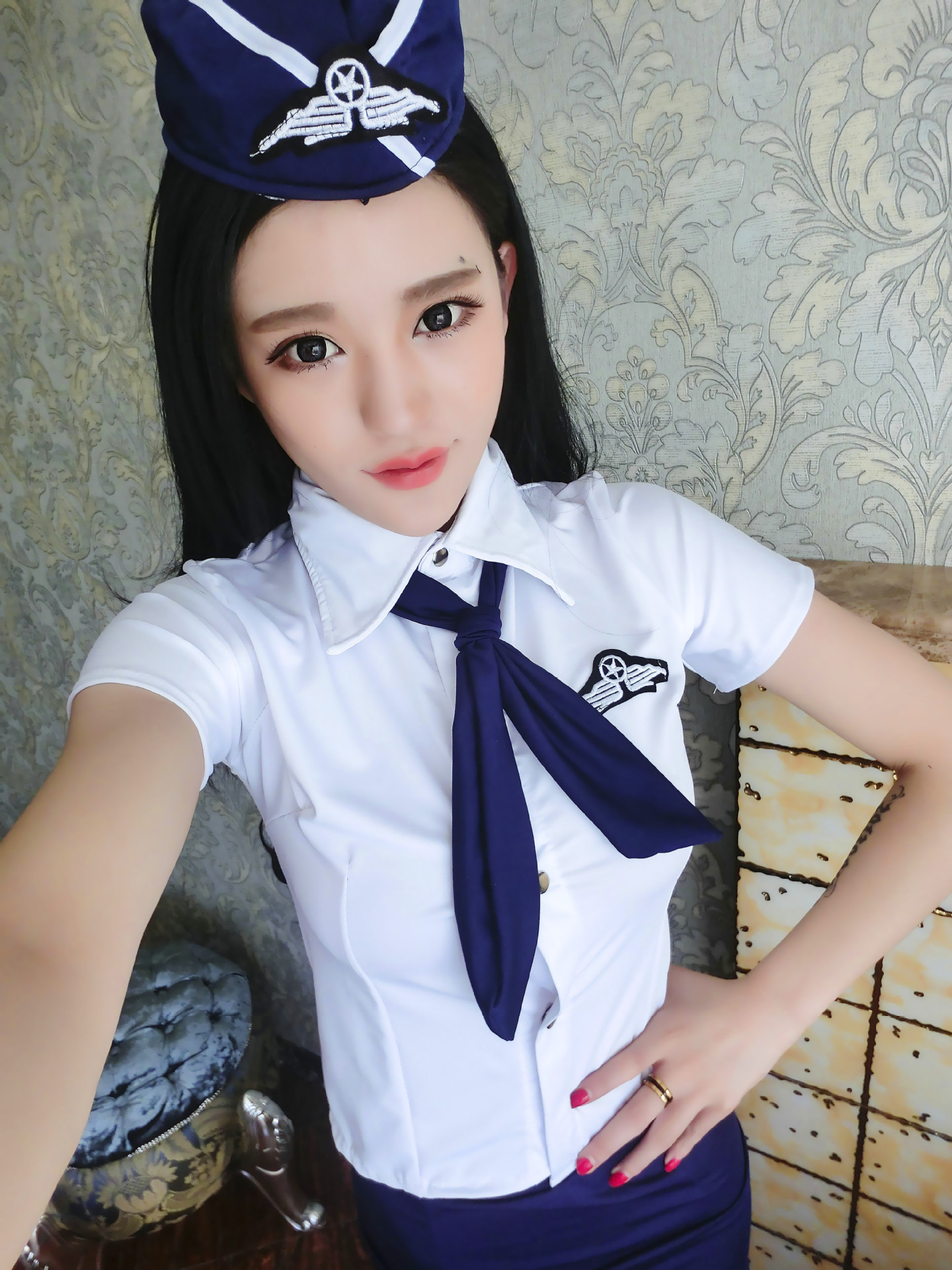 大码弹力空姐制服 女式分体角色扮演co4职业女警情趣内衣诱惑套装