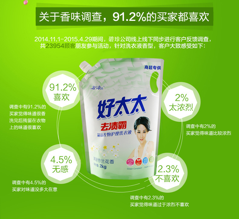 厂家批发衣心衣意好太太2kg8袋箱 洗衣液批发跑江湖装企业.