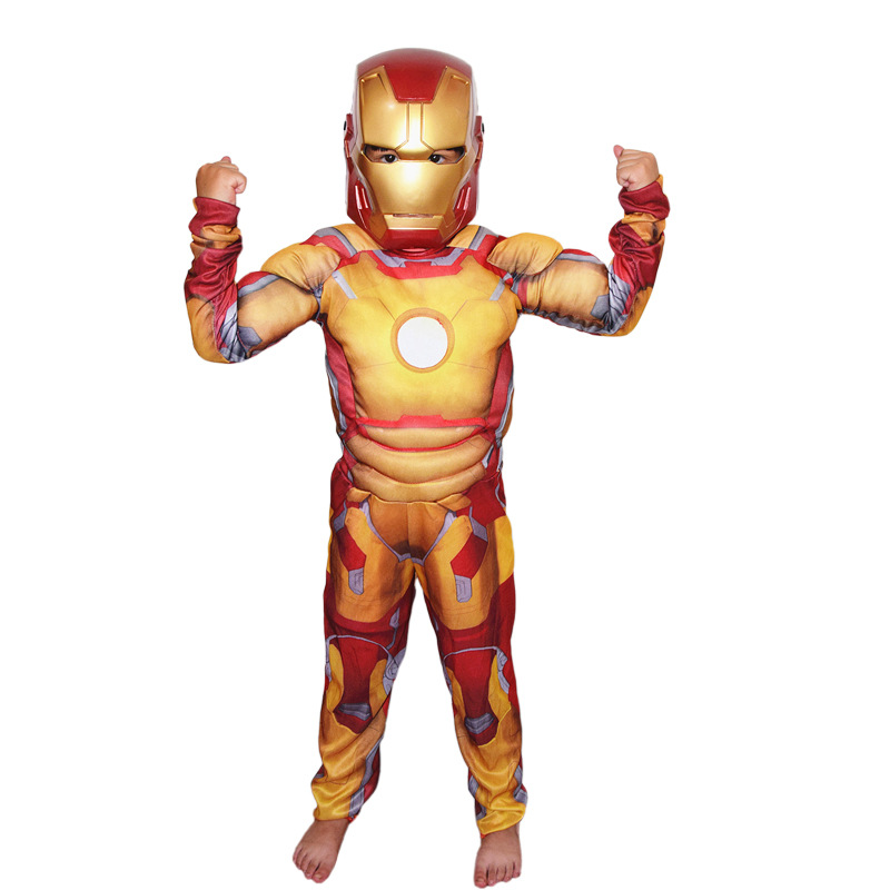 万圣节儿童钢铁侠衣服 黄色肌肉款 无肌肉款英雄联盟套装