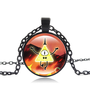 gravity falls怪诞小镇 bill cipher 时光宝石吊坠项链复古毛衣链