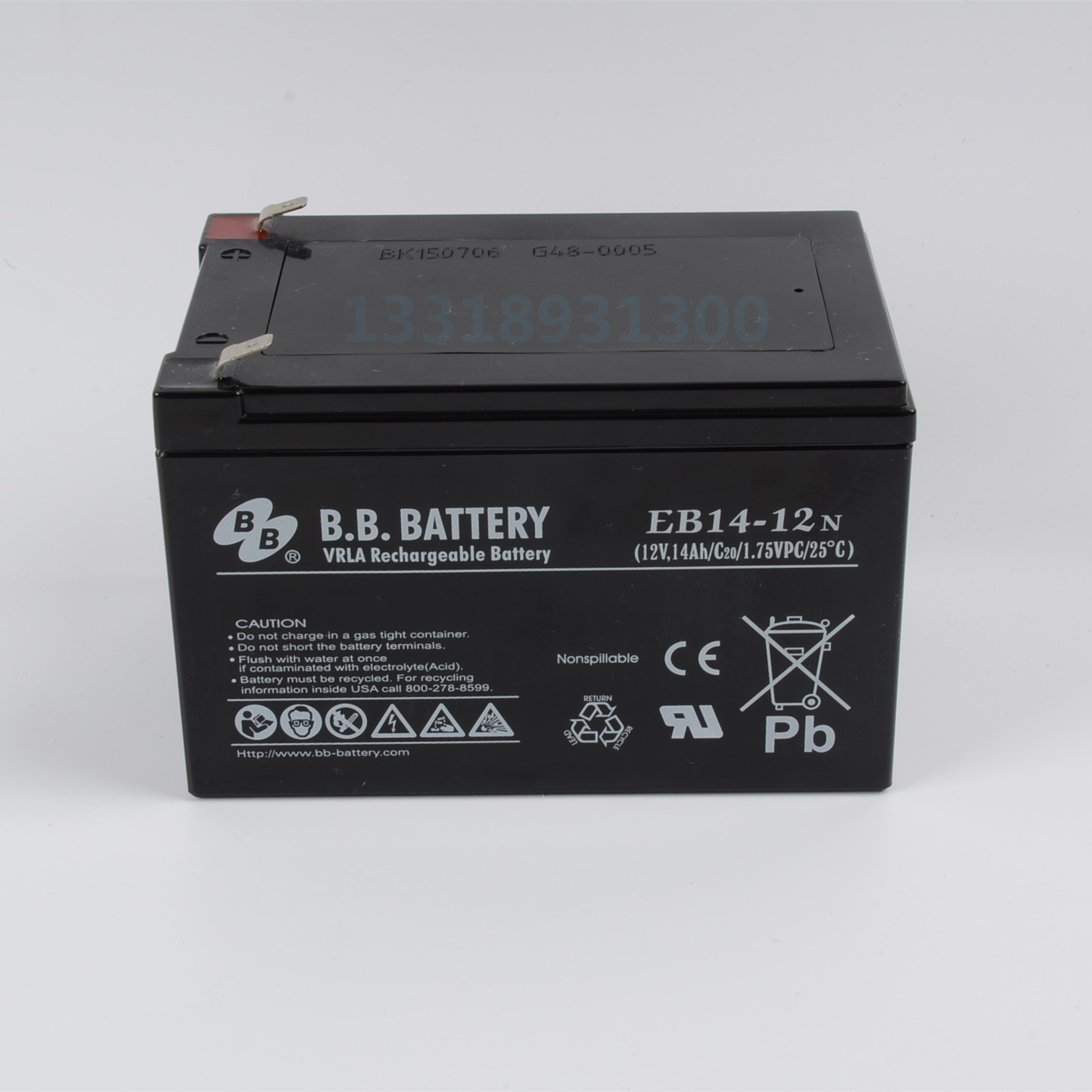 台湾bb电动车电池 铅酸蓄电池电瓶 48v60v14ah 12v14ah 出口美国